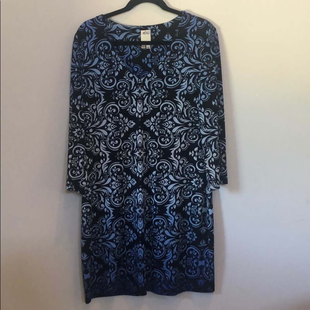 Ali Ro Long Sleeve Black and Blue Dress